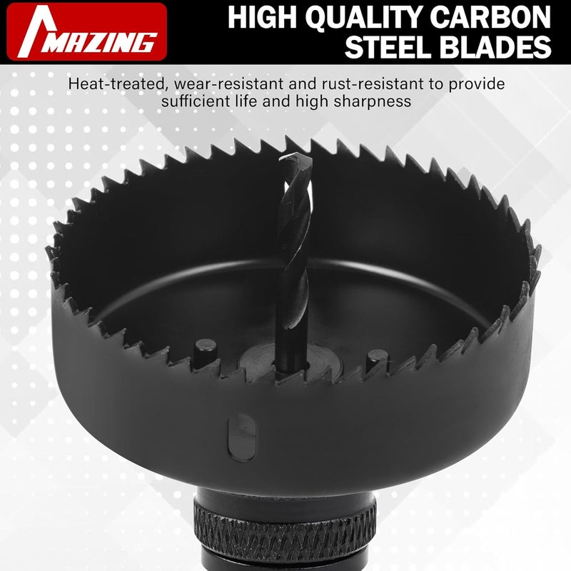 MAZING Hole Saw Set 19PCS Hole Saw Kit with 3/4" to 5" (19mm-127mm) Saw Blades, Mandrels, Installation Plate, Drill Bits, Hex Key and Case, Ideal for Drywall, Soft Wood, Plywood, Plastic, PVC Board - Image 3